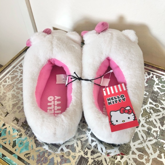 Hello Kitty with Pink Bow Plush Slippers NWT - Picture 4 of 6